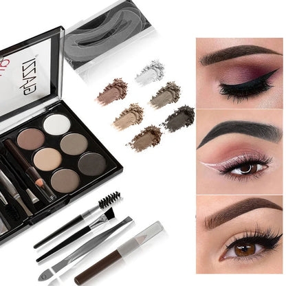 GLAZZI Natural Brown Eyebrow Powder Palette with brush and stencils