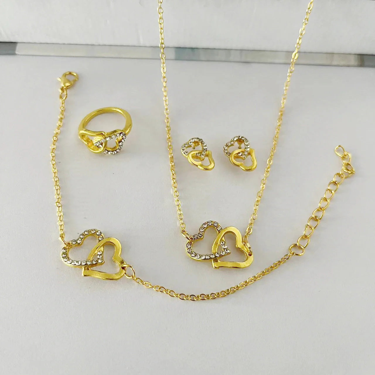 5PCS Fashion Butterfly Pendants Necklace Earrings Ring Bracelet Sets For Women