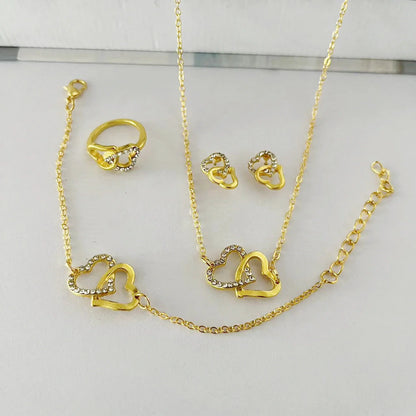 5PCS Fashion Butterfly Pendants Necklace Earrings Ring Bracelet Sets For Women