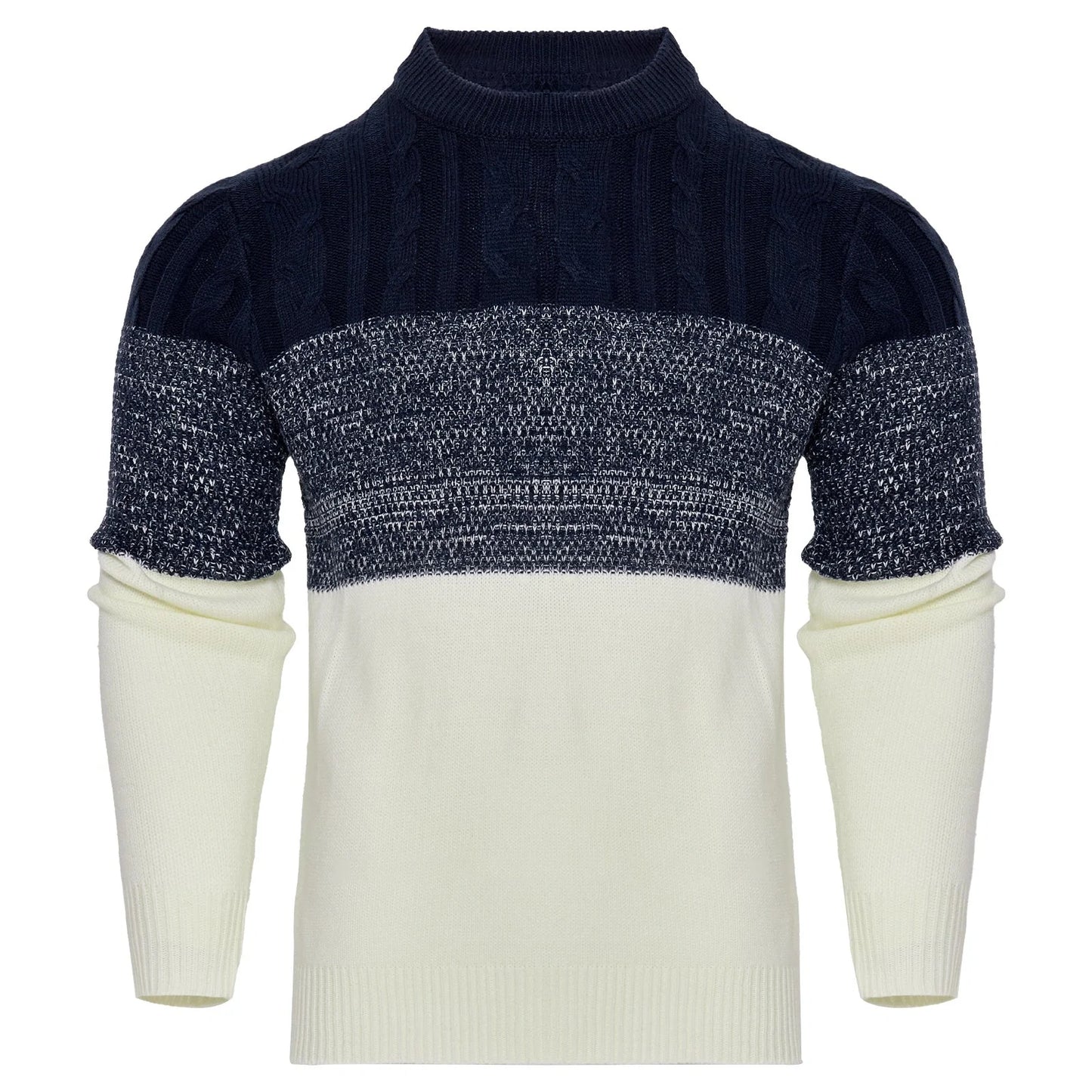 Men's Casual Cable Knit Colour Block Sweater in various colors and sizes
