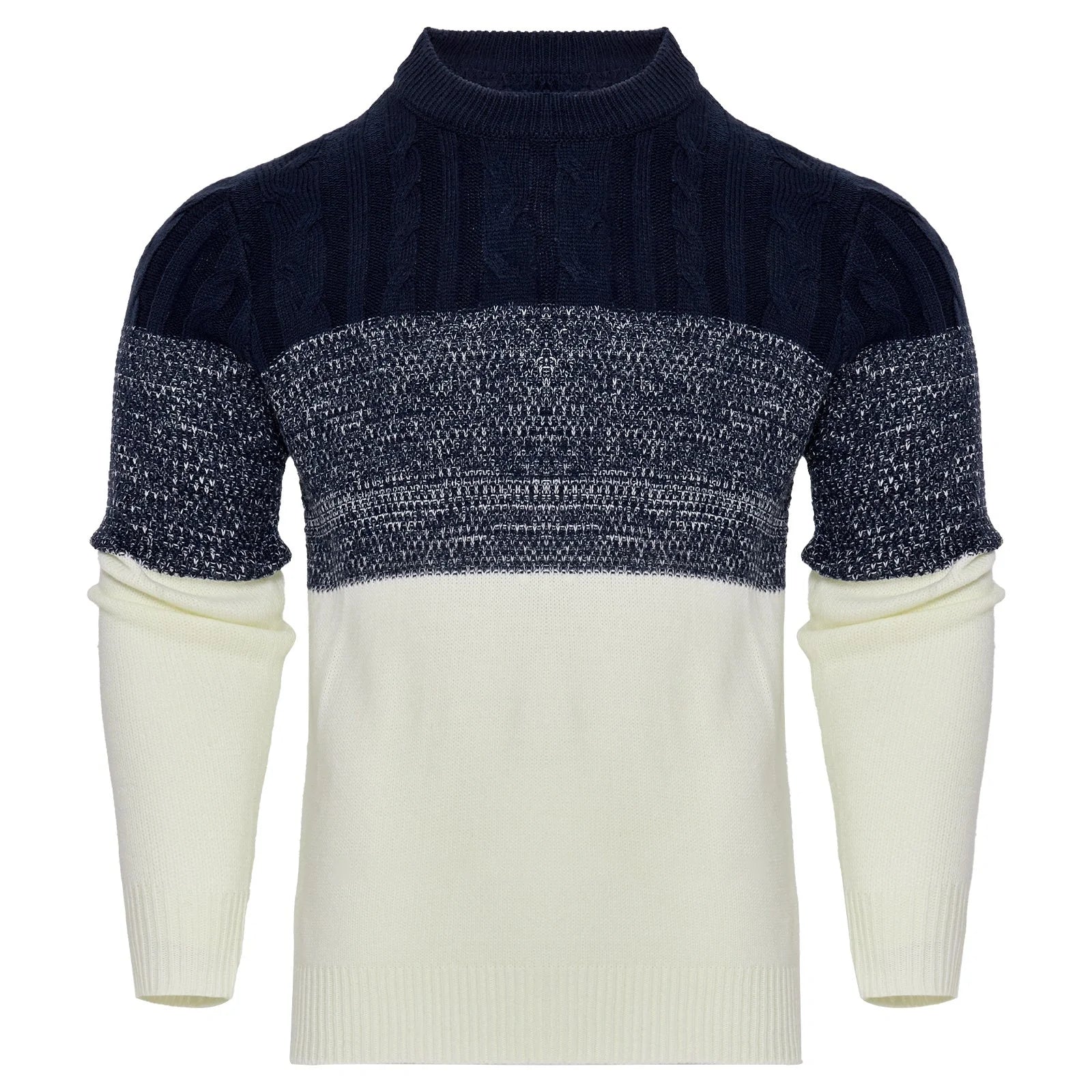 Men's Casual Cable Knit Colour Block Sweater in various colors and sizes