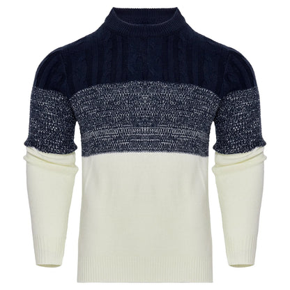 Men's Casual Cable Knit Colour Block Sweater in various colors and sizes