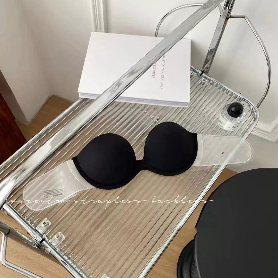 Strapless Beauty Back Chest Paste Back Push Up Invisible Non-slip Underwear in skin colour and black