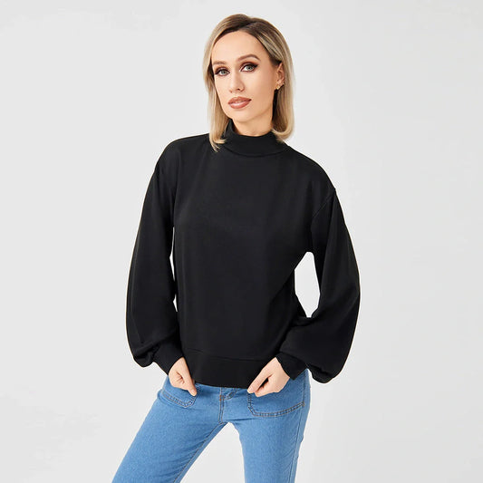 Soft, cosy women's sweatshirt in black, grey, and coffee colours with a relaxed, flattering fit