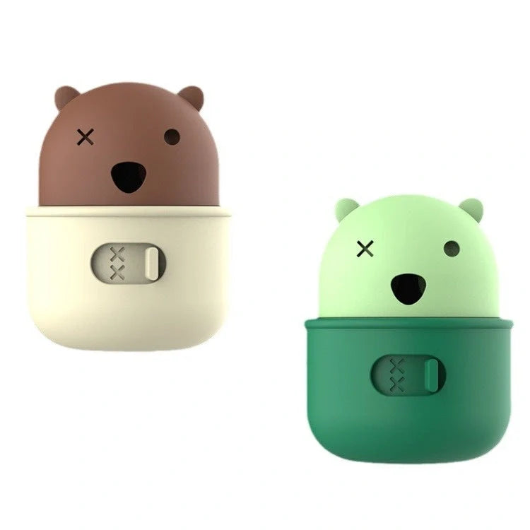 Adjustable silicone dog food feeder ball in brown and green colors