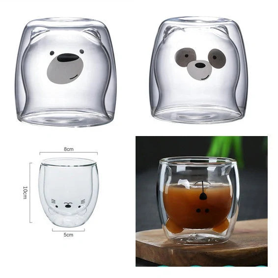 3D double-layer panda cup with skull design and festive inner Christmas tree