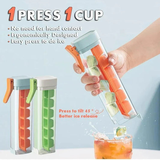 Premium ice cube trays in Maldives color and Pearl White, featuring one-touch release and food-grade materials for perfect homemade ice cubes