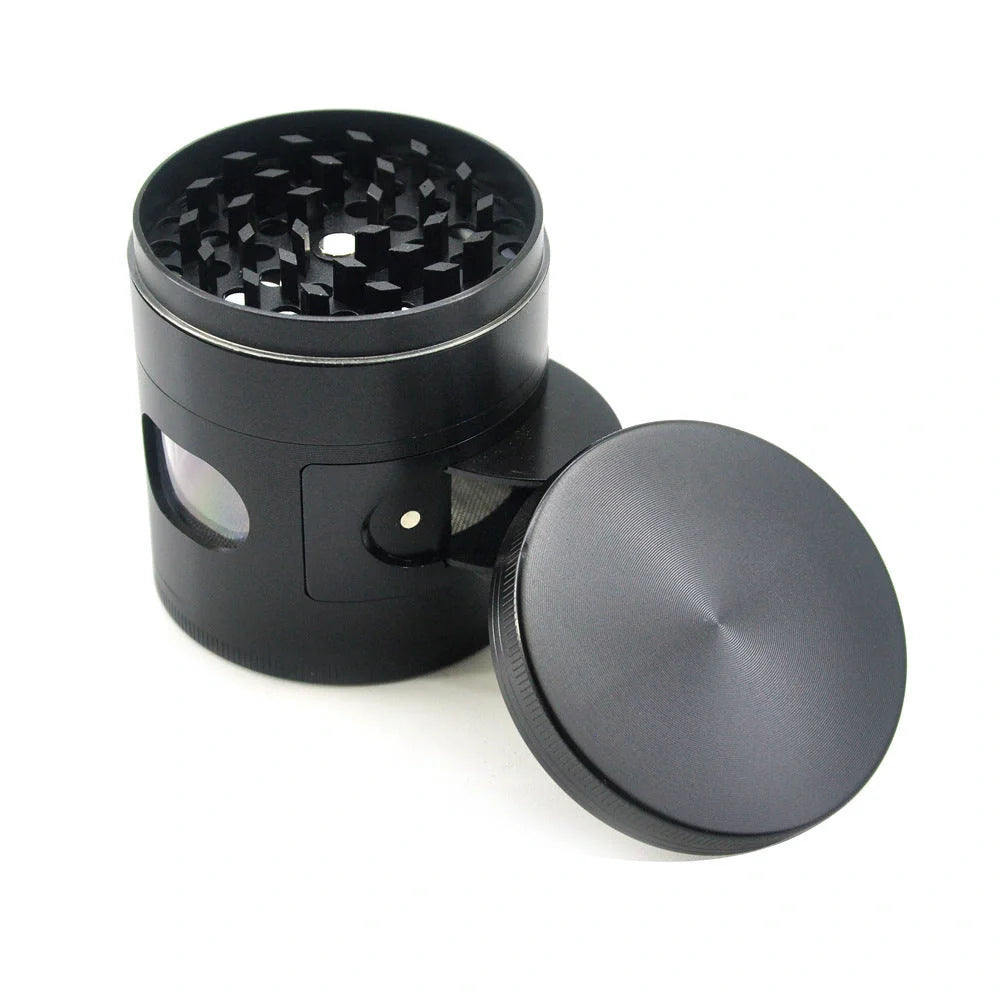 60mm zinc alloy herb grinder with magnetized lid and windmill teeth