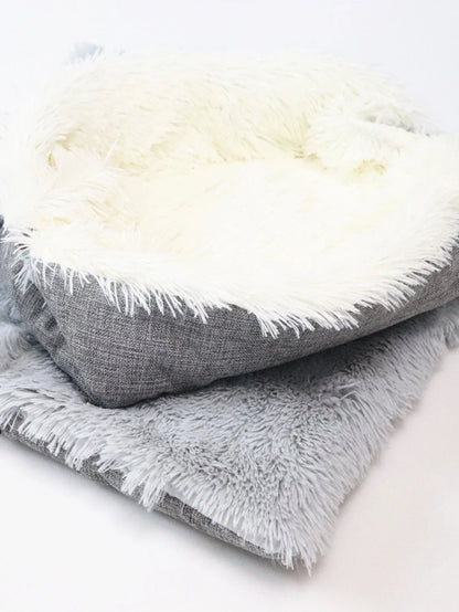 Foldable fleece pet bed mat for dogs and cats, soft warm sleep cushion