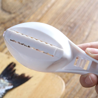 Fish Scale Scraper with cover design for mess-free descaling