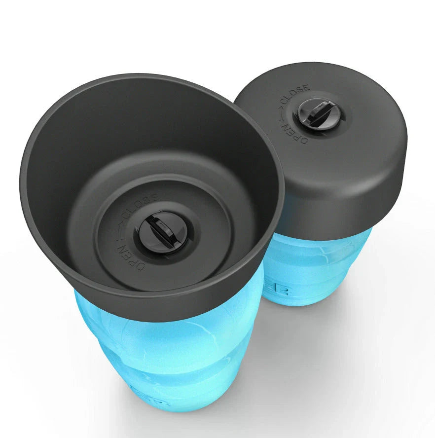 Foldable dog water bottle with integrated collapsible bowl for convenient hydration on the go