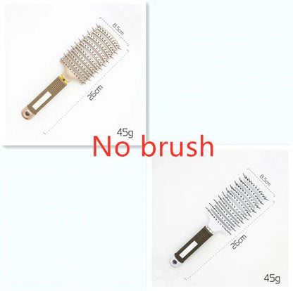 A premium hair brush with a sleek design, featuring soft bristles and a rounded massage function for healthy, detangled hair