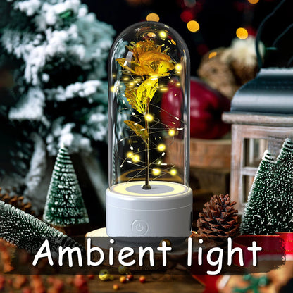 Elegant LED rose light with Bluetooth speaker in glass cover