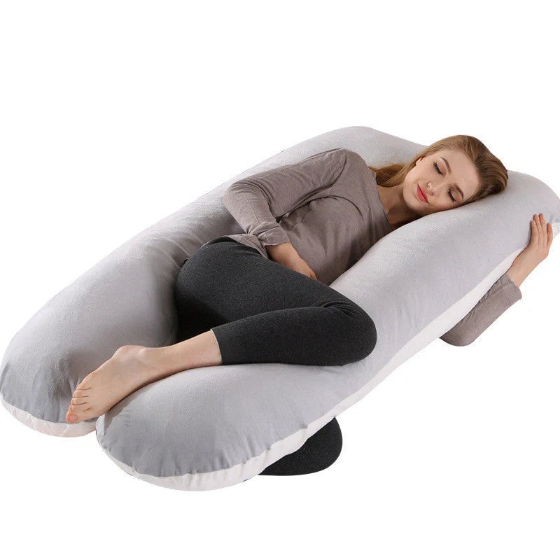 Premium U-shaped pregnancy pillow with soft cotton casing and polyester fiber filling for exceptional comfort and support