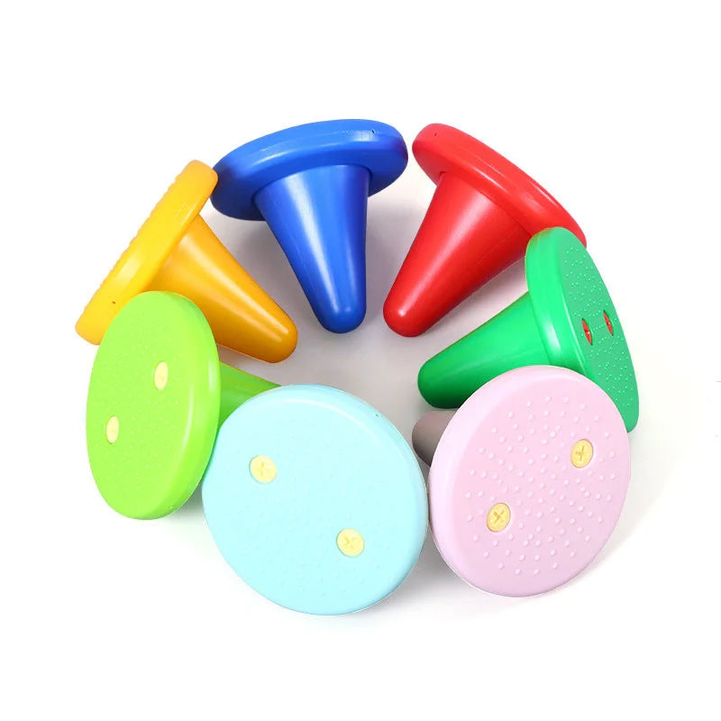 Children's balance training sensory toy with throwing rings in bright colours