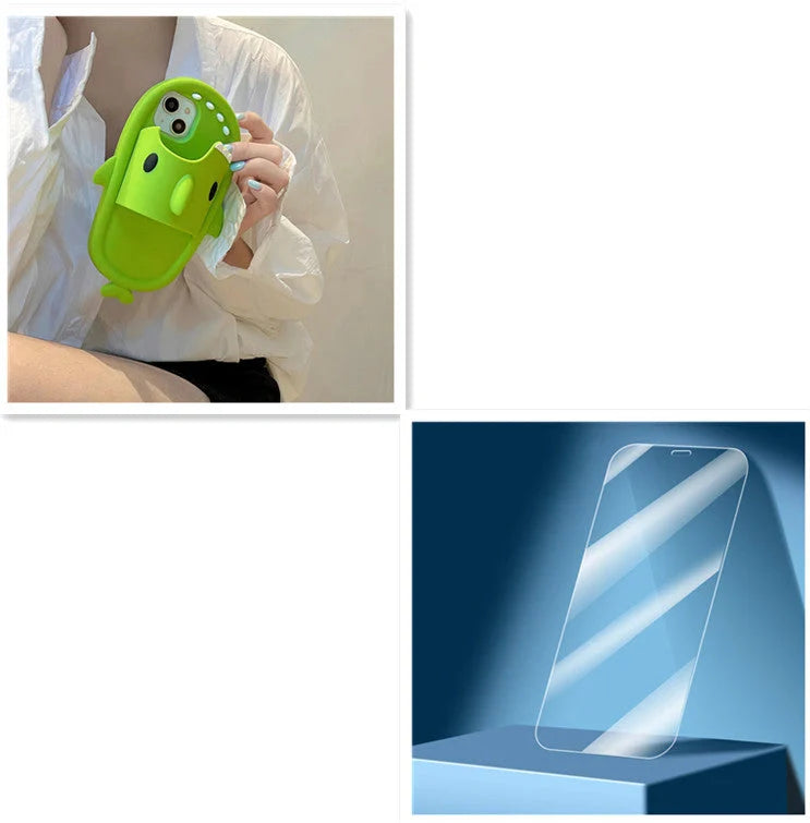 Shark slipper silicone phone case for iPhone 11-14 Pro Max in green