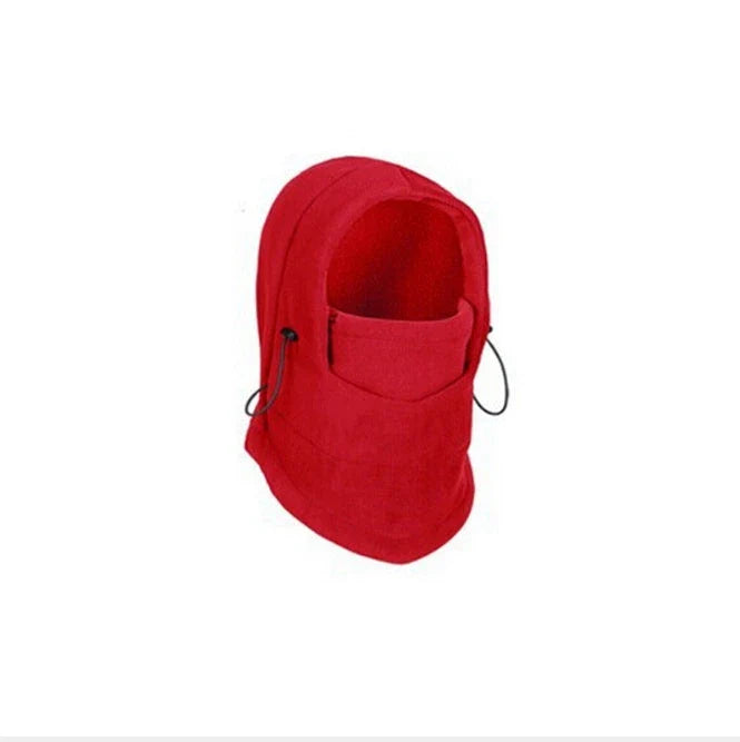 Versatile outdoor winter headwear with a warm fleece hat, face mask, and neck scarf for cold weather protection