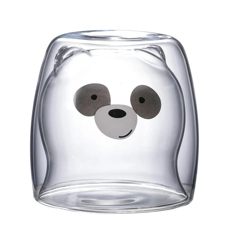 3D double-layer panda cup with skull design and festive inner Christmas tree