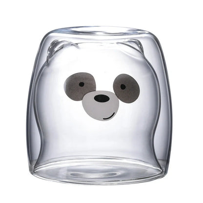 3D double-layer panda cup with skull design and festive inner Christmas tree