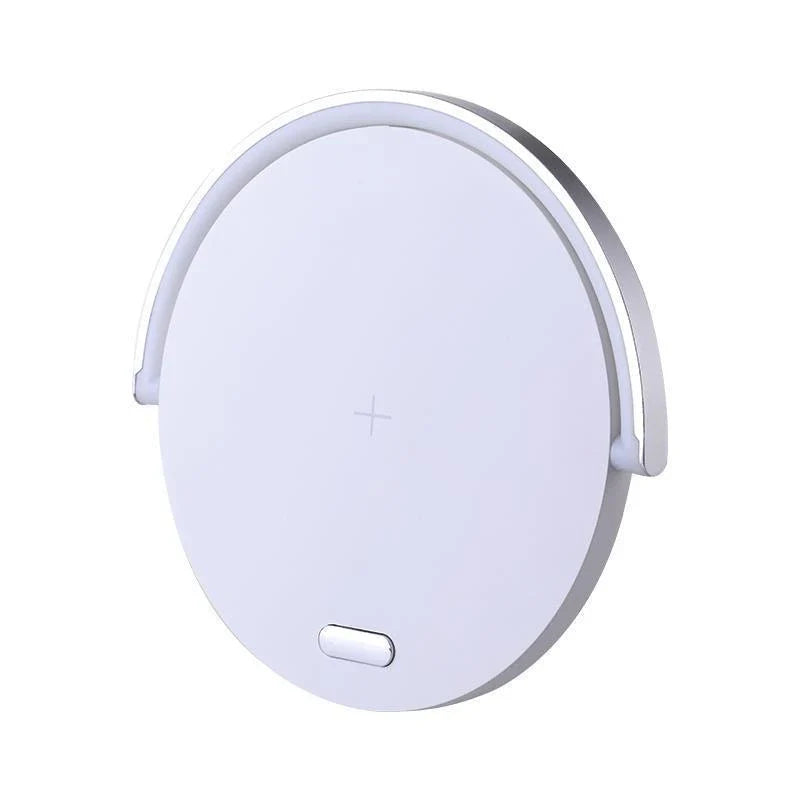 Foldable wireless charging stand with integrated LED table lamp for smartphones