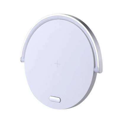 Foldable wireless charging stand with integrated LED table lamp for smartphones