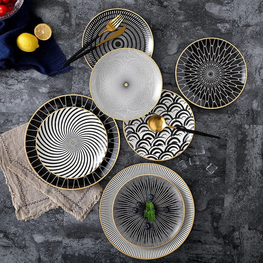 8-inch Nordic style geometric ceramic plate for modern dining