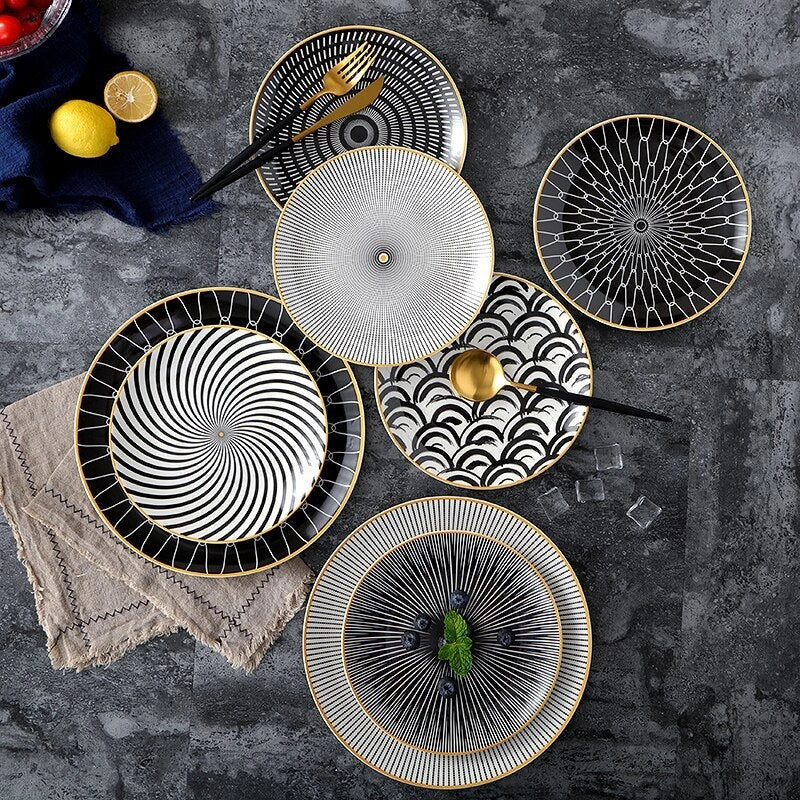 8-inch Nordic style geometric ceramic plate for modern dining