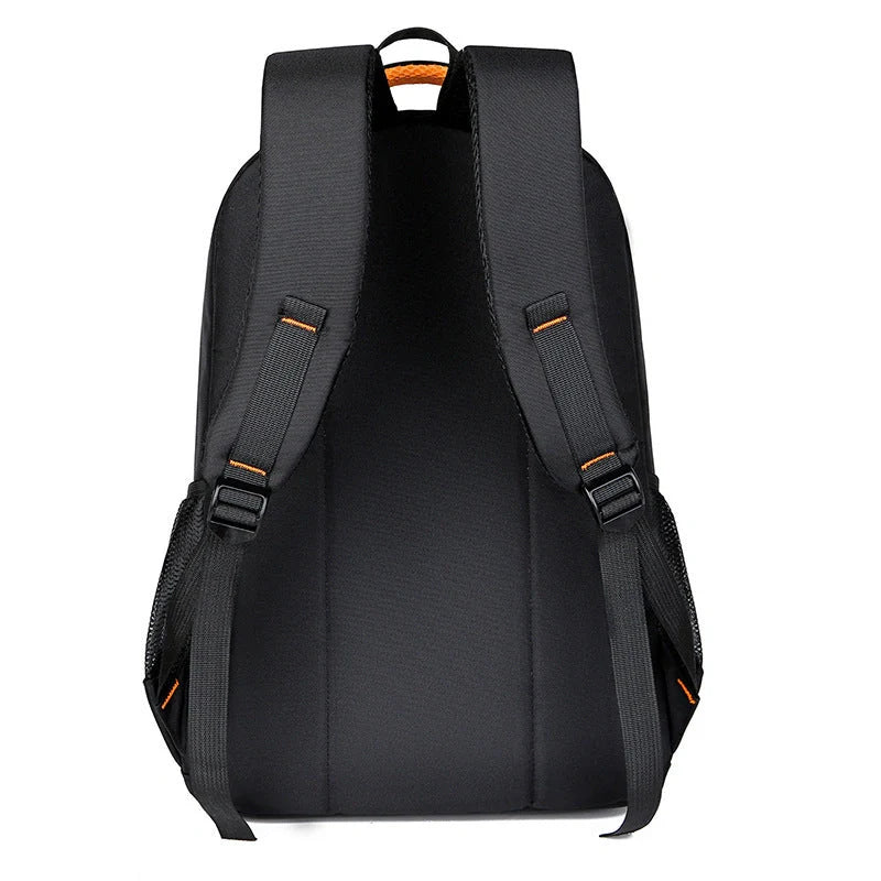 Men's large capacity anti-theft computer backpack in green, blue, black, and orange