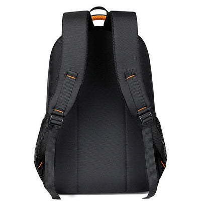 Men's large capacity anti-theft computer backpack in green, blue, black, and orange