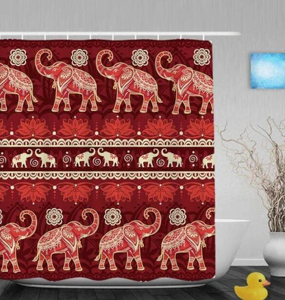 Vibrant African-inspired shower curtain with portrait of a beautiful African girl wearing earrings and bold hairstyle