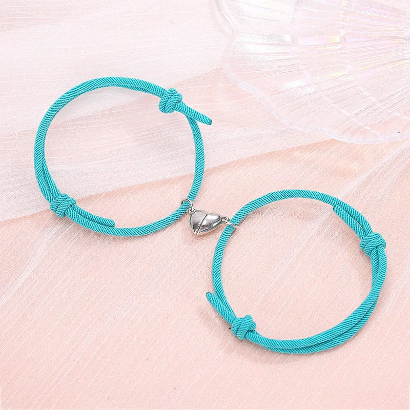 Stylish magnetic couple bracelets with heart design in various colors