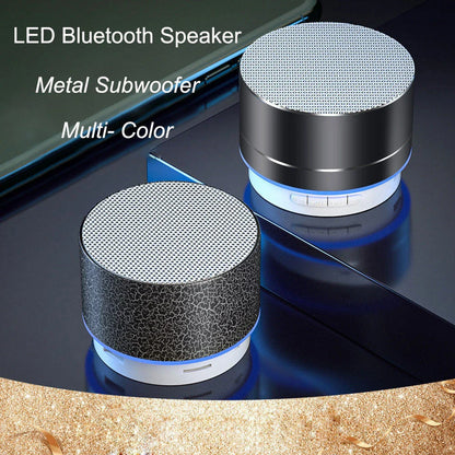 Portable Bluetooth speaker with colorful changing lights, high-quality audio, and durable design for on-the-go use