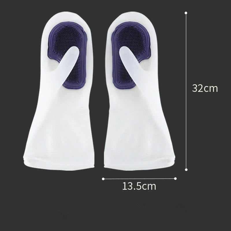 White Transparent Magic Silicone Gloves for waterproof dishwashing and cleaning