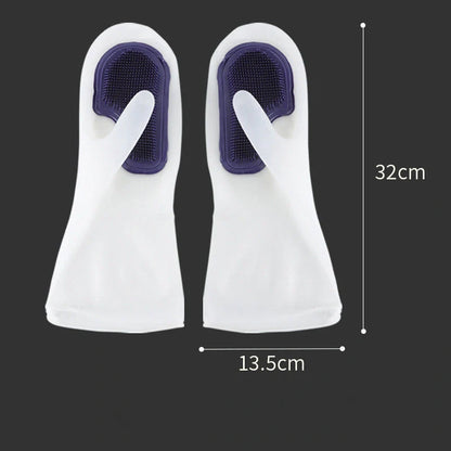 White Transparent Magic Silicone Gloves for waterproof dishwashing and cleaning