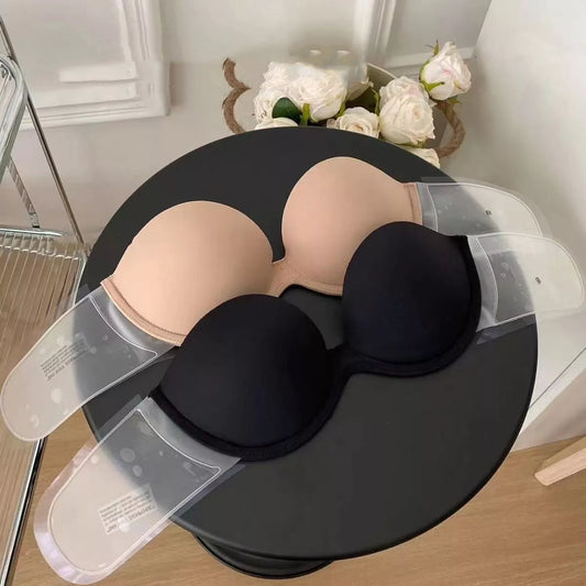 Strapless Beauty Back Chest Paste Back Push Up Invisible Non-slip Underwear in skin colour and black