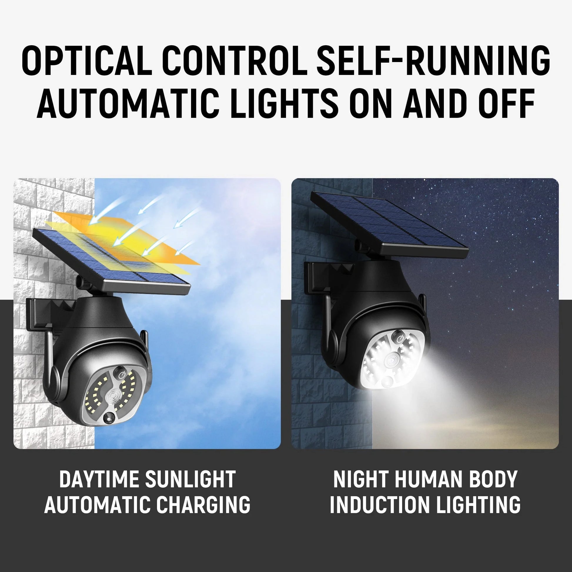 Solar-powered outdoor courtyard lights with human sensing technology
