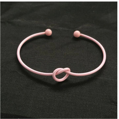 Elegant knotted O-type metal openwork bracelet in various colours