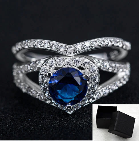 Elegant heart-shaped diamond plated ring with premium 18k platinum finish and durable alloy construction