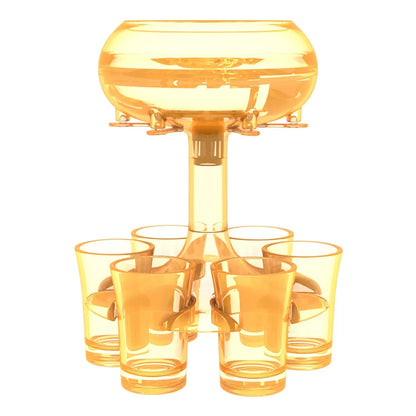 6-shot glass dispenser holder with 6 cups for wine, whisky, and beer