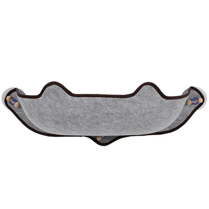 Cozy window-mounted cat hammock with soft, breathable felt cloth and powerful suction cups for easy installation on any flat surface