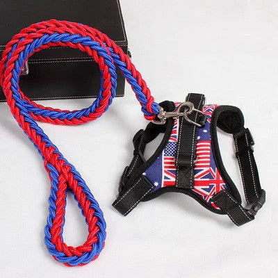 Premium padded dog harness with reflective trim, suitable for medium to large dogs