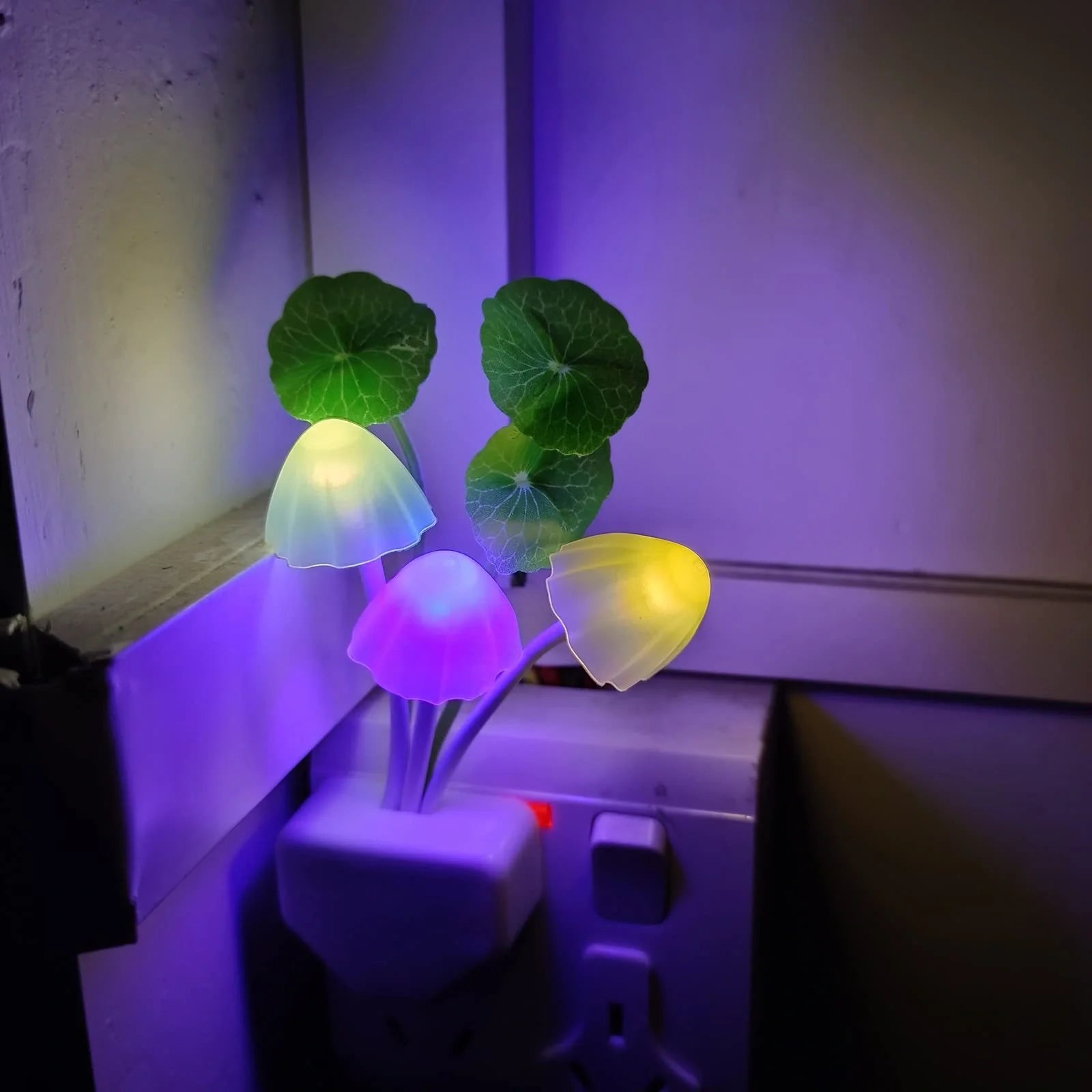 LED Mushroom Night Light with colour-changing feature and automatic sensor
