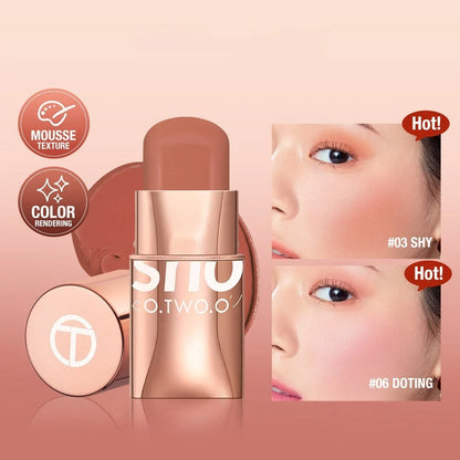Nourishing Natural Blush Stick in various shades, offering a smooth, radiant complexion