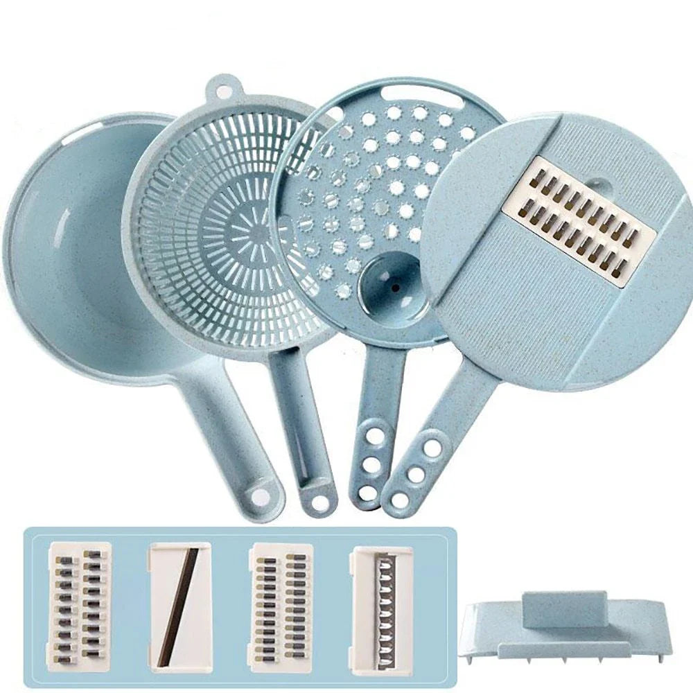 8-in-1 Mandoline Slicer with Interchangeable Blades for Slicing, Dicing, and Grating Vegetables and Ingredients
