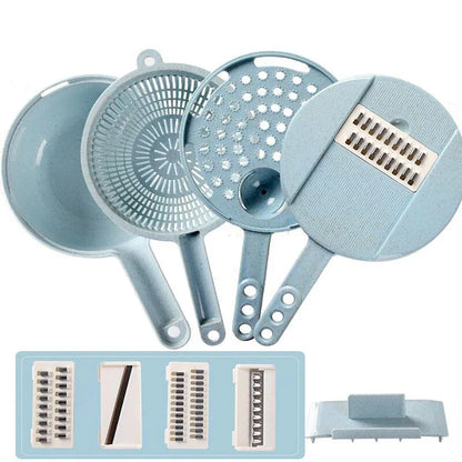 8-in-1 Mandoline Slicer with Interchangeable Blades for Slicing, Dicing, and Grating Vegetables and Ingredients