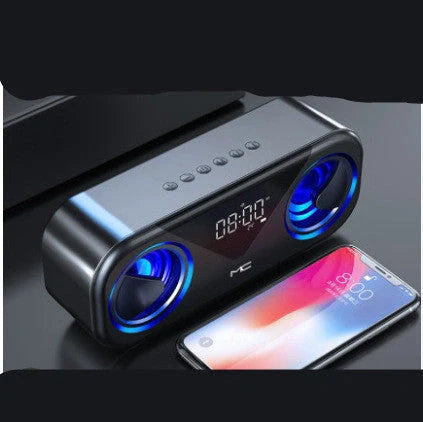 MC H9 Bluetooth Speaker Wireless Alarm Clock with Temperature Display in black, gold, and white