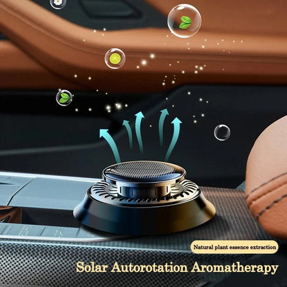 Solar-powered kinetic car air freshener with double ring rotation