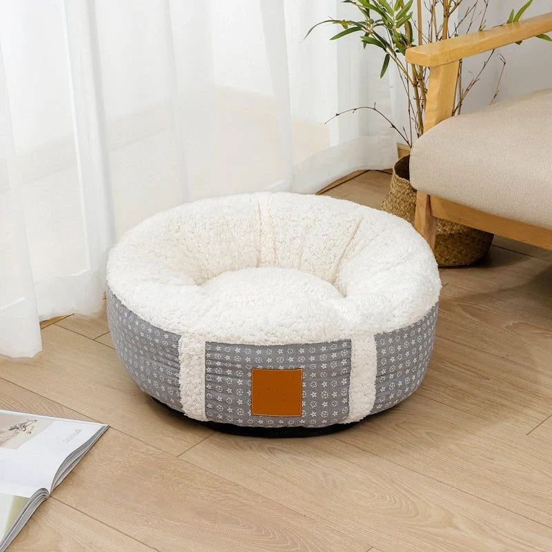 Winter Lamb Wool Pet Bed in grey, brown, dark grey, and 1Brown, sizes 40cm to 80cm