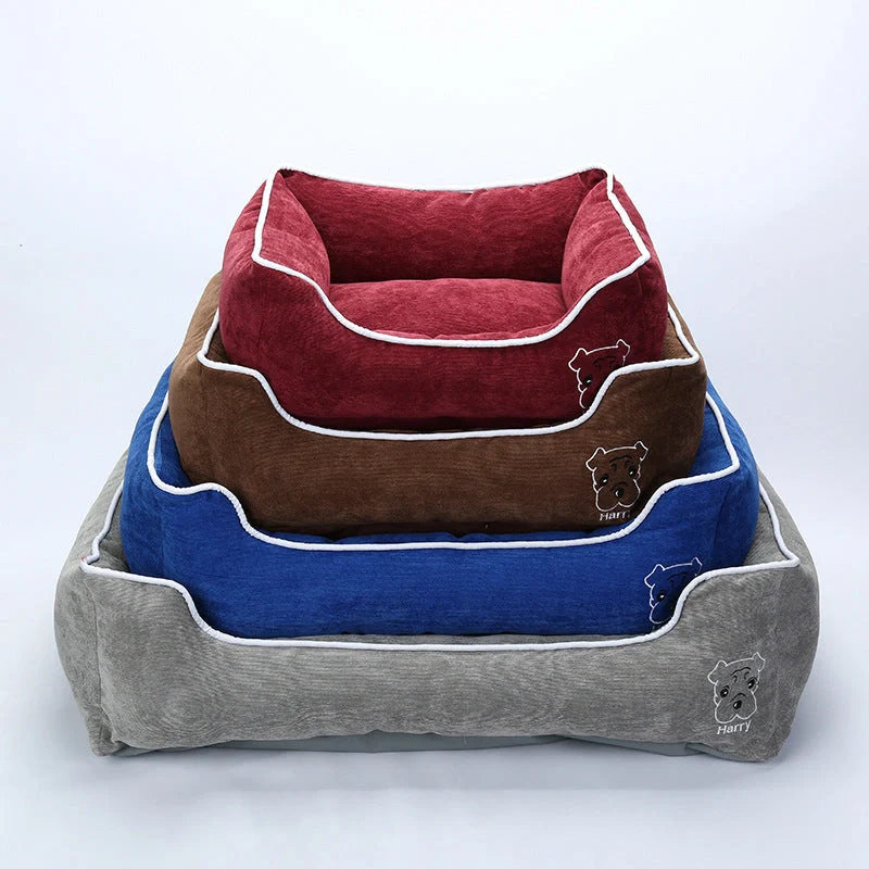 Durable corduroy bite-resistant pet kennel in various sizes and colours