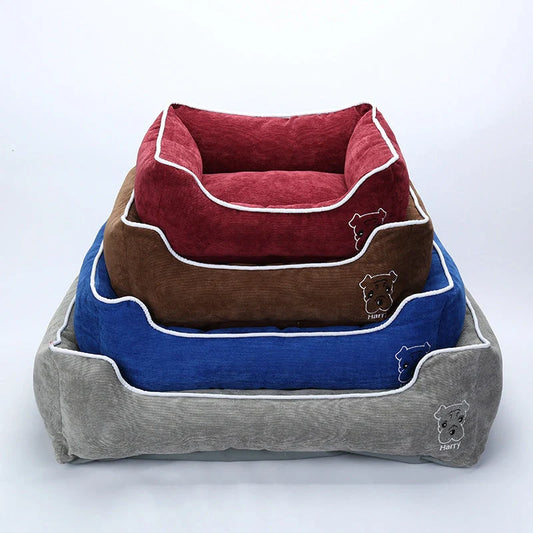 Durable corduroy bite-resistant pet kennel in various sizes and colours